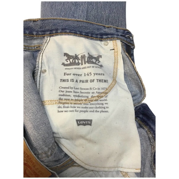 Levis 505 Mens Rigid Denim Straight Jeans Light Wash Blue 34 x 29 - Picture 6 of 8